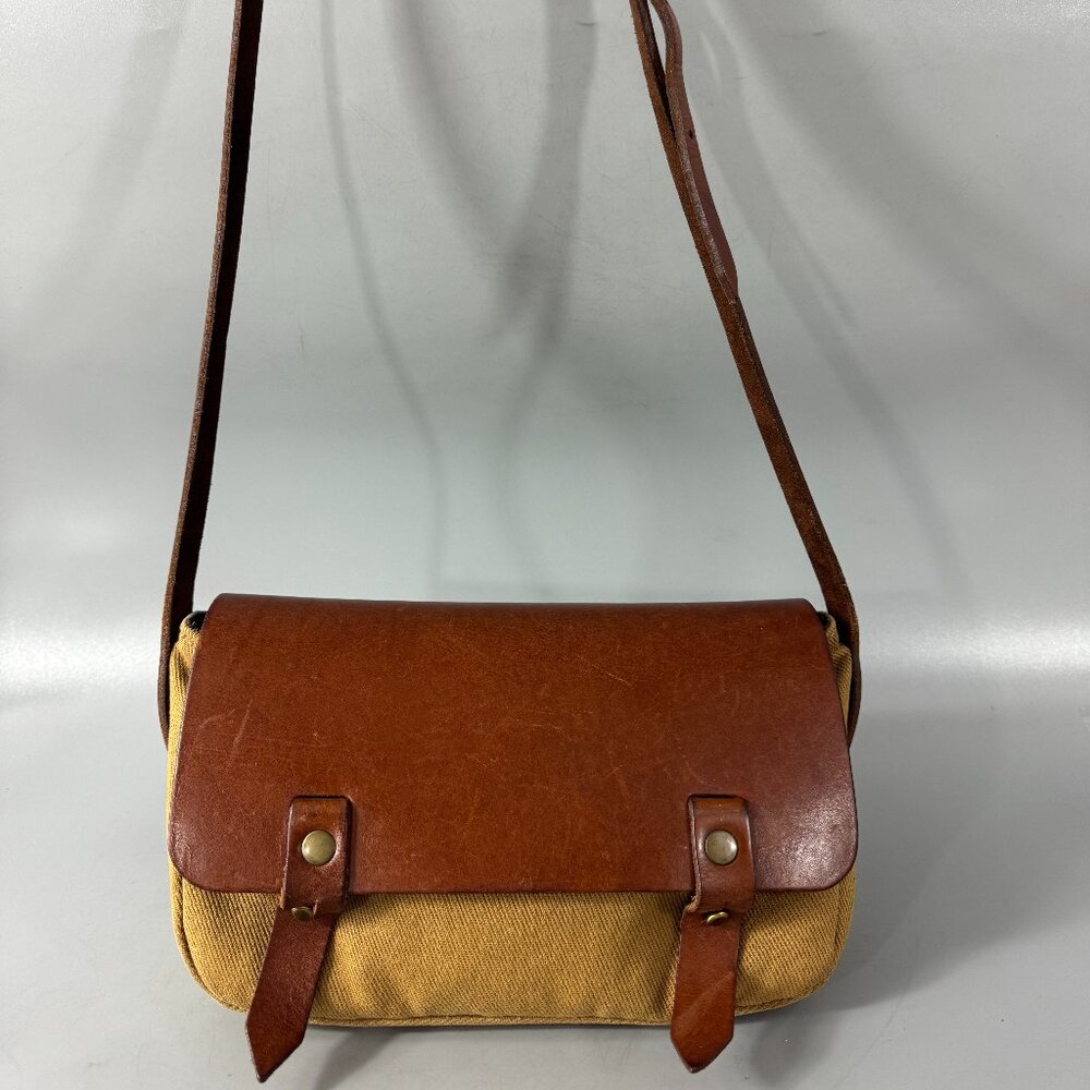 Jas M.B. London Small  Leather Canvas Bag, Brown